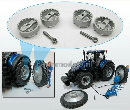 Silver Grey Tractor Dual wheel double molcon air coupling system 1:32 scale Image