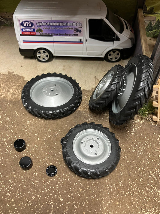 Silver Row Crop 12pc Tractor wheel set 1:32 scale 63mm x 10mm , 49mm x 10mm Image