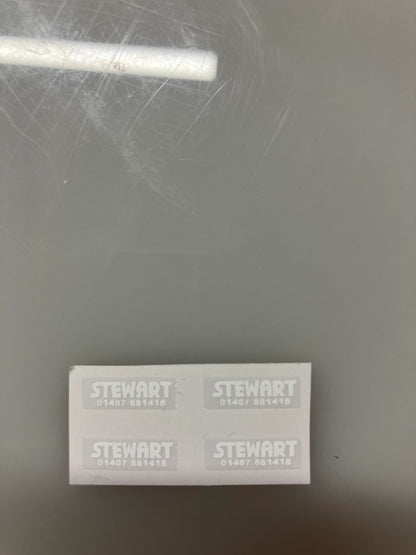 Stewart Trailer farm machinery decals 1:32 scale High quality vinyl pack 4 white sticker set Image