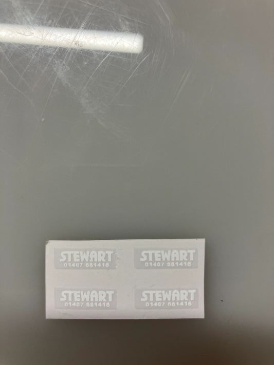 Stewart Trailer farm machinery decals 1:32 scale High quality vinyl pack 4 white sticker set Image