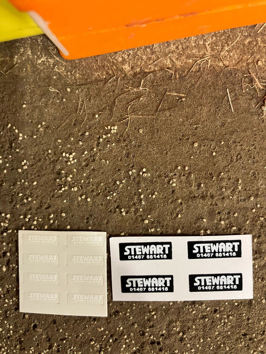 Stewart Trailer farm machinery decals 1:32 scale High quality vinyl pack 12 sticker set Image