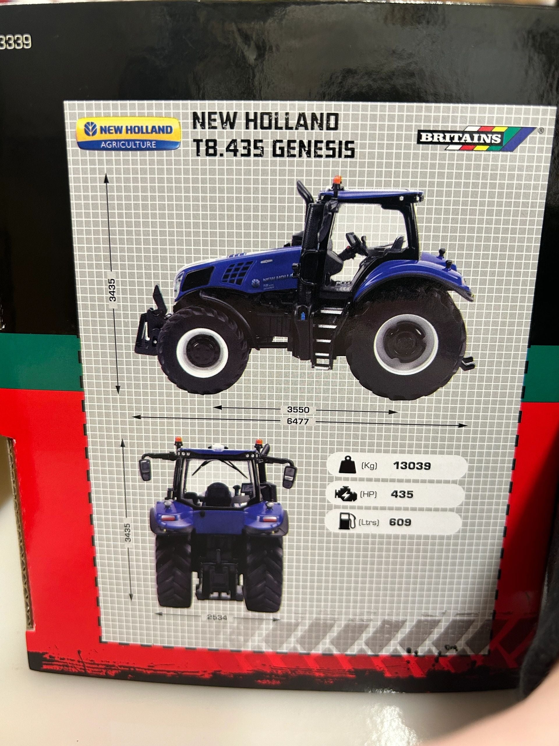 TRADE BOX 3 X 43339 Britains New Holland T8. 435 Genesis tractor 1:32 scale New Sealed Image 4