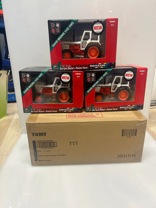 TRADE BOX 43393 Britains David Brown 1410 4WD tractor 1:32 scale New Sealed Image