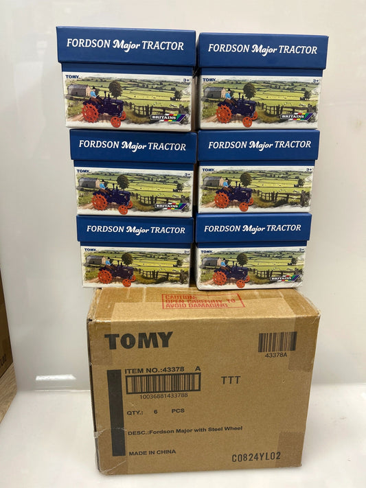 TRADE BOX 6 X 43378 Britains Fordson with steel wheels tractor 1:32 scale New Sealed Image