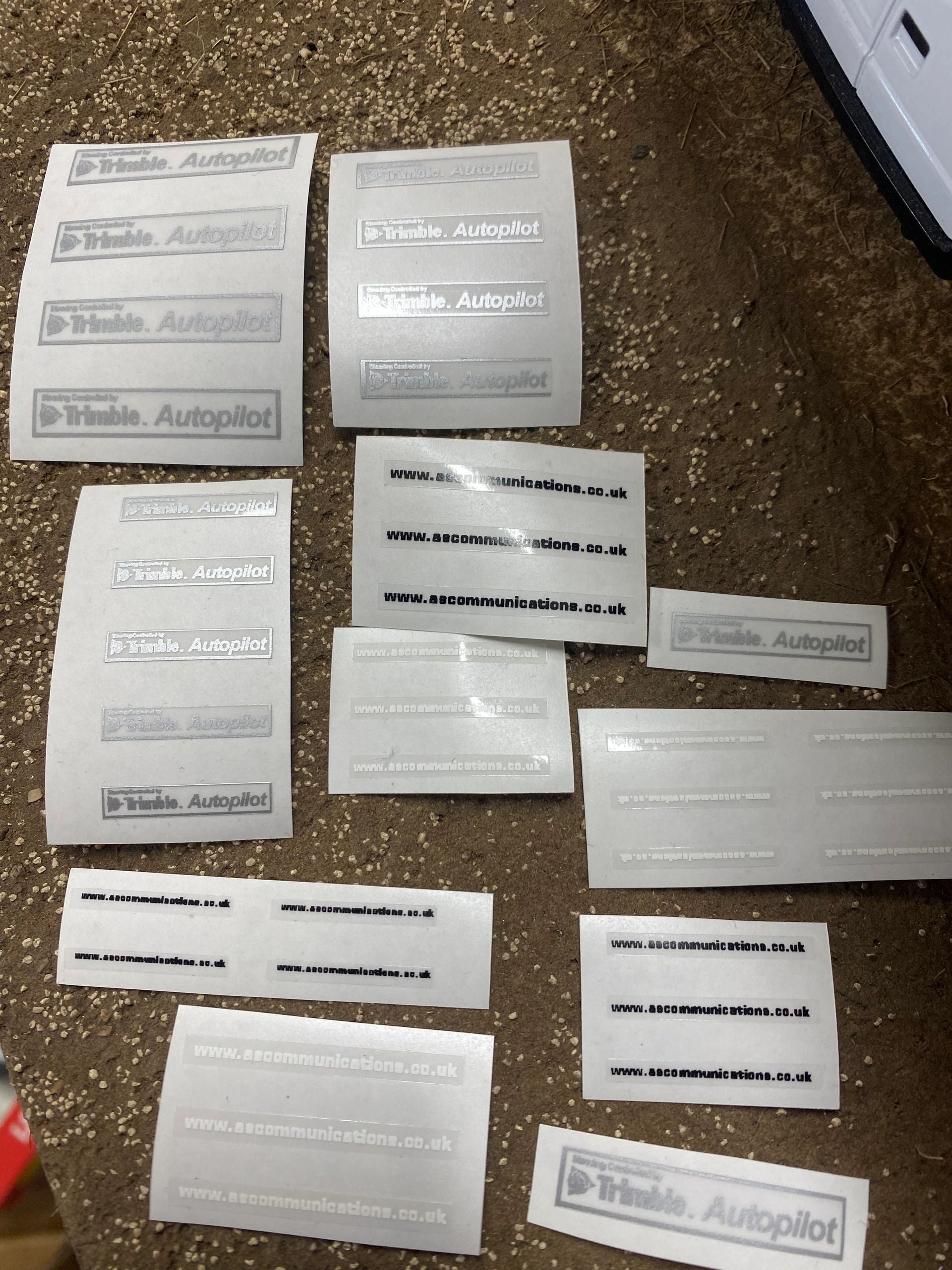 Trimble Autopilot AS Communications white High quality vinyl huge pack decals Tractor farm machinery decals 1:32 scale Image