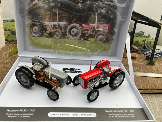 UH7125 Universal Hobbies Ferguson FE35 and Massey Ferguson 35 model SET 1:32 scale Limited Edition Image