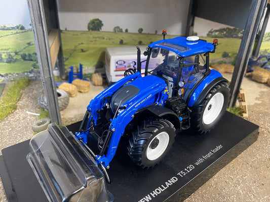 Universal Hobbies New Holland T5.120 dual command Tractor with front loader 655 BOXED 1:32 scale UH6682 Image