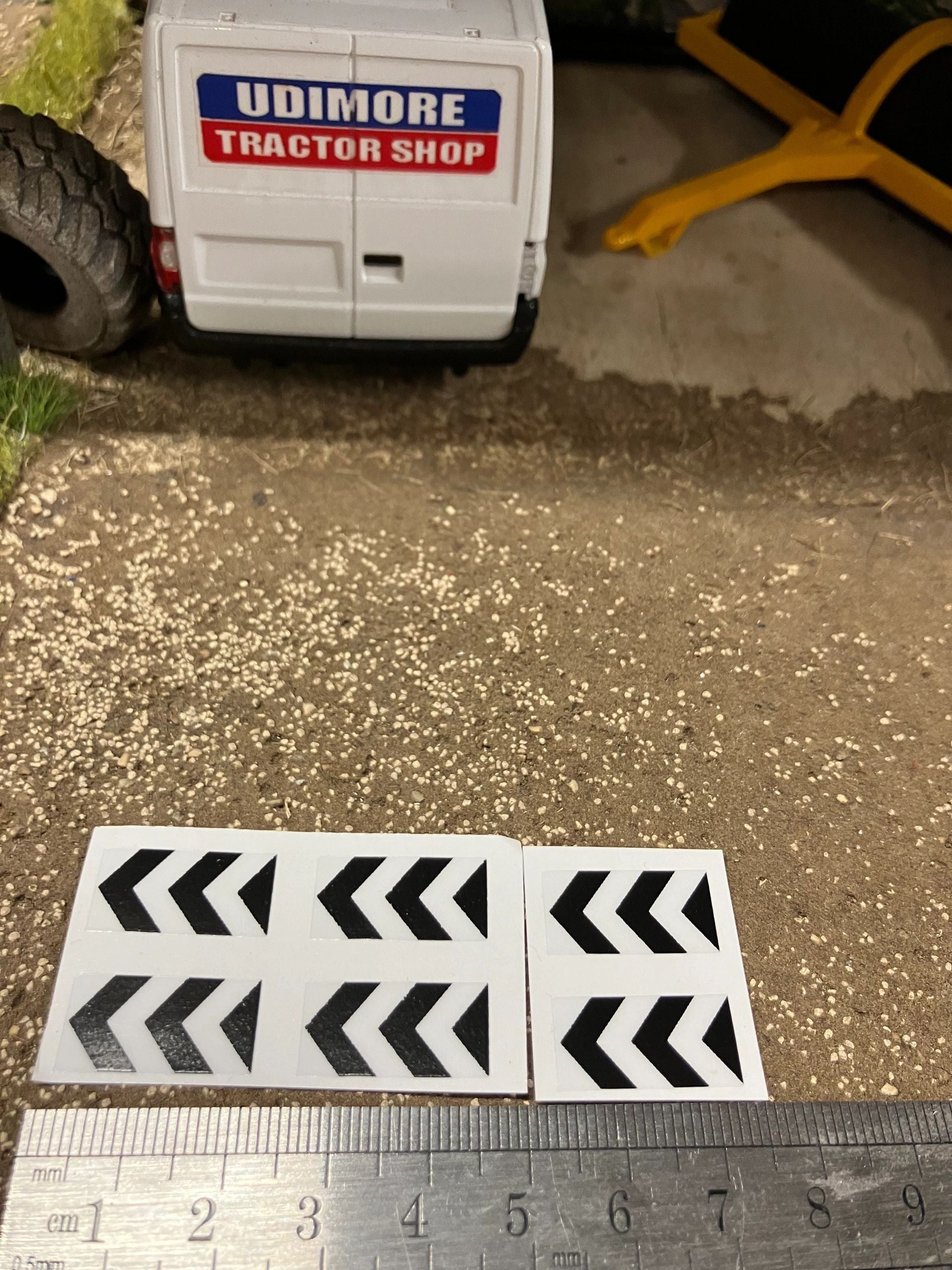 Warning Black white chevron construction Farm Machinery trucks Professional Pre Cut High quality vinyl decal packs stickers 1:32 scale Image