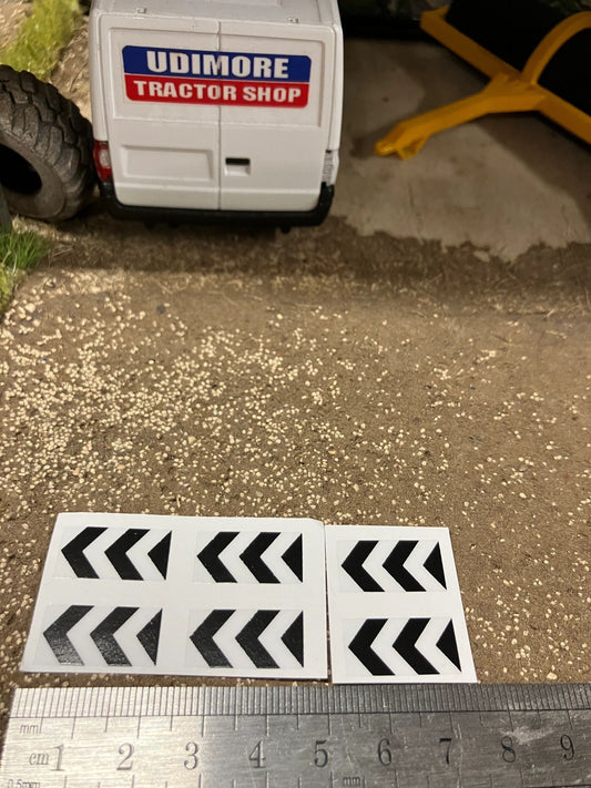 Warning Black white chevron construction Farm Machinery trucks Professional Pre Cut High quality vinyl decal packs stickers 1:32 scale Image