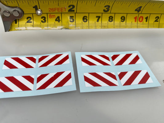 Warning Chevrons Professional Pre Cut High quality vinyl decal packs x 8 stickers 1:32 scale Image