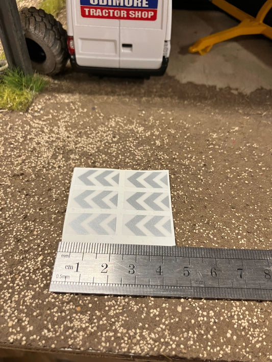 Warning Silver chevron construction Farm Machinery trucks Professional Pre Cut High quality vinyl decal packs stickers 1:32 scale Image