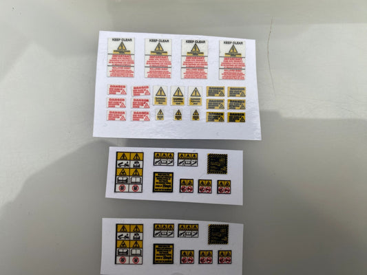 Warning decals Farm Machinery Professional Pre Cut High quality vinyl decal packs stickers 1:32 scale Image