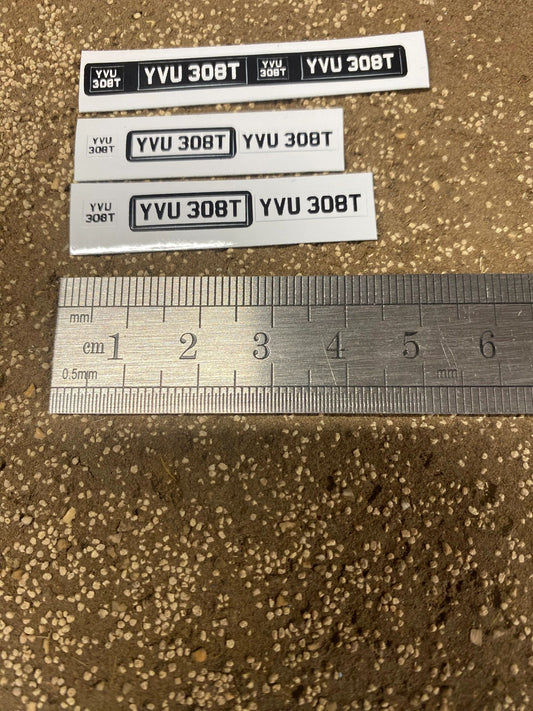YVV 308T Old style vintage Pre cut Professional High quality vinyl number plates Tractor trailer farm machinery decals 1:32 scale Image
