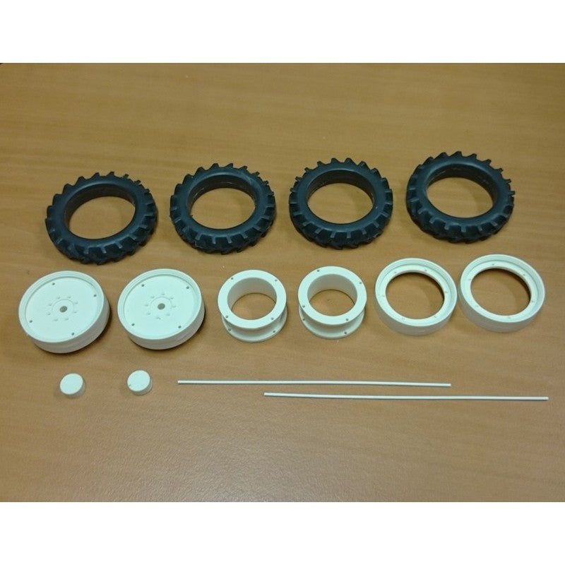 04267 MS_B pair of Tractor narrow front wheel dual kits 48mm White  Artisan32 farm machinery 1:32 scale