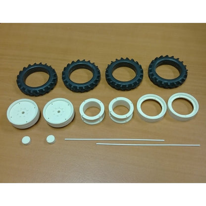 04267 MS_B pair of Tractor narrow front wheel dual kits 48mm White  Artisan32 farm machinery 1:32 scale
