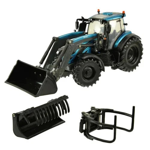 Britains Blue Valtra Front Loader Tractor black wheels 1:32 scale New BOXED 43352