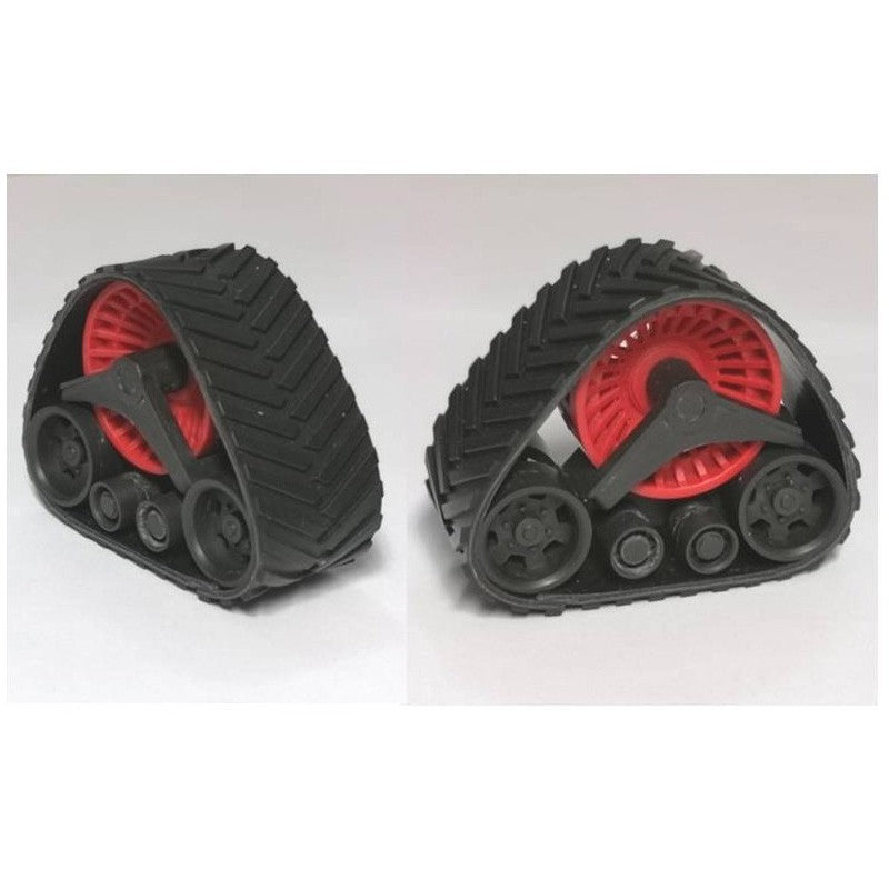 01315-R Set of 2 x RED wheeled Tracks Tractor or Combine wheels Undercarriage Artisan32 farm machinery 1:32 scale