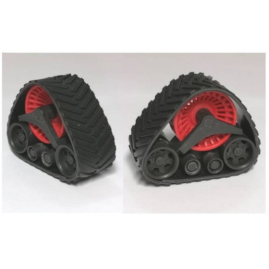 01315-R Set of 2 x RED wheeled Tracks Tractor or Combine wheels Undercarriage Artisan32 farm machinery 1:32 scale